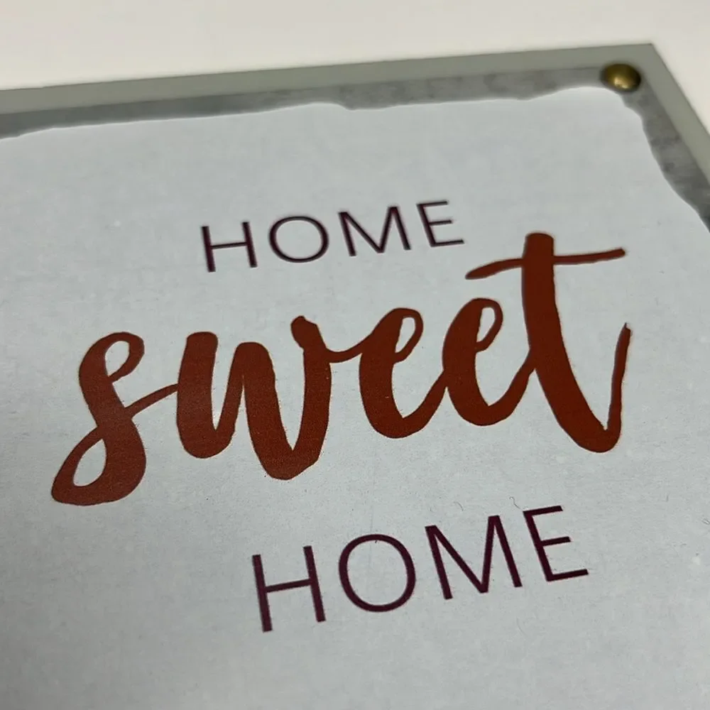 Home Sweet Home Decor Wood & Metal Shelf Table Standing Word Sign‎ Brown White